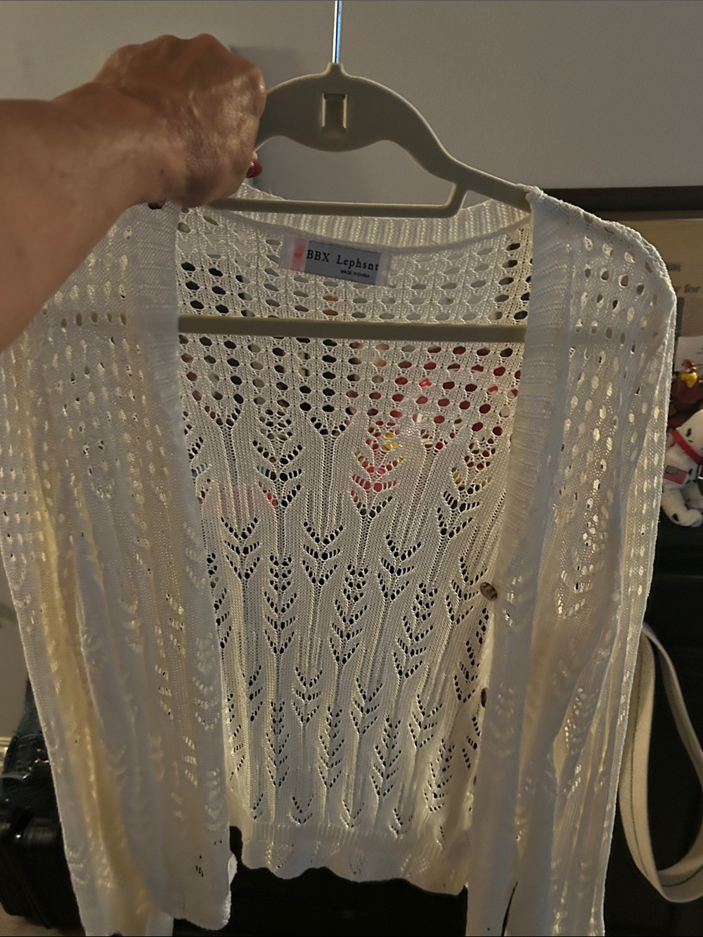 White Open-Knit Women's Cardigan